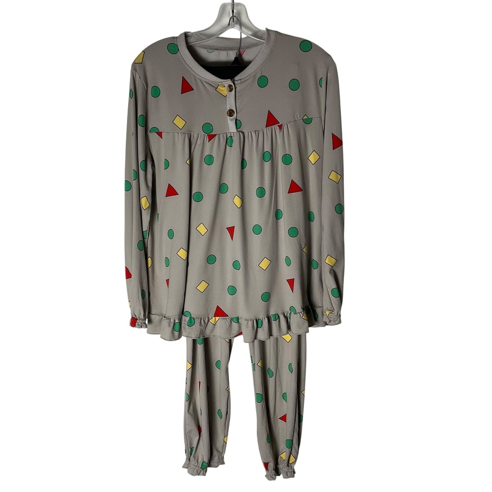 Crayon Shin Chan 2-piece Pajama Set Anime Manga Geometric Print Adult Size Small